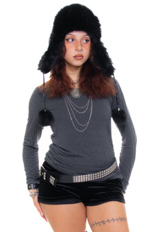 Vintage Y2K Ruched Asymmetric Long Sleever - S?M