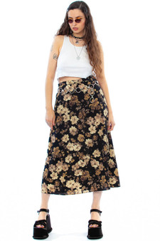 Vintage 90's First Option! Floral Maxi Skirt
