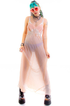 Vintage Y2K Fairy Pink Mesh Maxi Dress