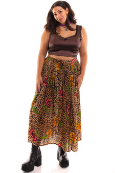 Vintage 90's Cheetah Flower Maxi Skirt