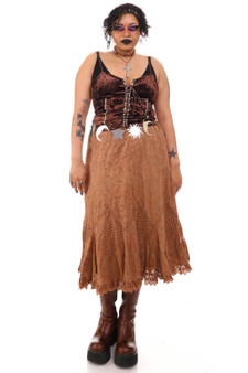 Vintage Y2K Floral Cotton Eyelet Midi Skirt