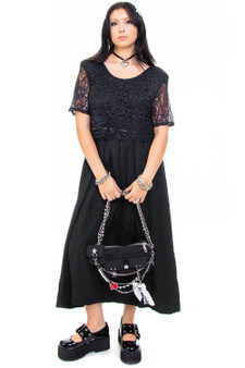 Vintage 80's Black Gothic Lace Maxi Dress