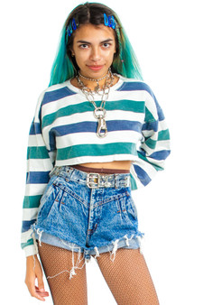 Vintage 80's Blitz Stripe Crop Sweater