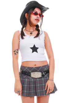 Vintage Y2K Grey Plaid Micro Mini Skirt