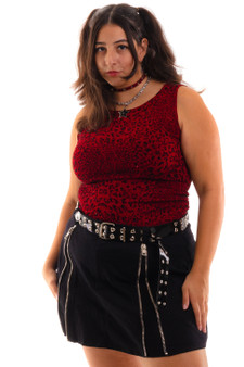 Vintage 90's Red Sparkly Cheetah Tank Top