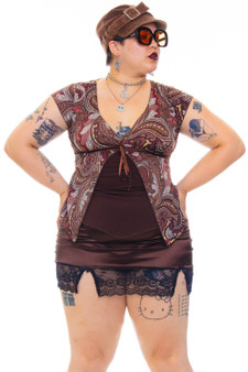 Vintage Y2K Peek-A-Boo Paisley Top