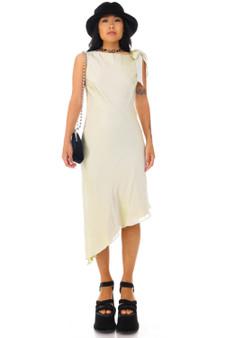 Vintage Y2K Beige Asymmetrical Midi Dress