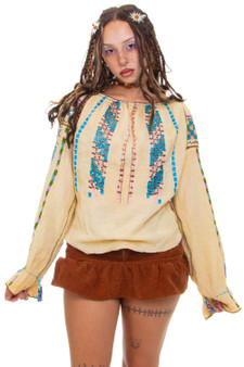 Vintage 90's Beaded & Embroidered Blouse