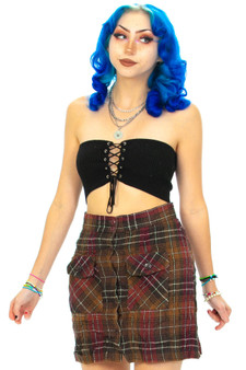 Vintage 90's Button-Front Flannel Mini Skirt