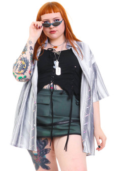 Vintage Y2K Gray Stripe Pronti Button Up Shirt