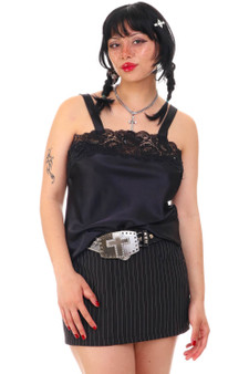 Vintage 90's Black Lace-Trim Lingerie Top