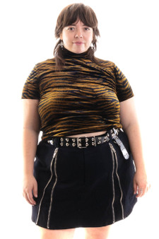 Vintage 90's Velvet Tiger Turtle Neck Top