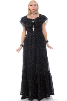 Vintage 80's Polka Dot Ruffle Maxi Dress