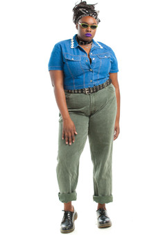 Vintage 90's Distressed Sage Denim Mom Jeans