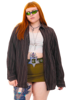 Vintage Y2K Brown Pinstripe Long Sleeve Shirt
