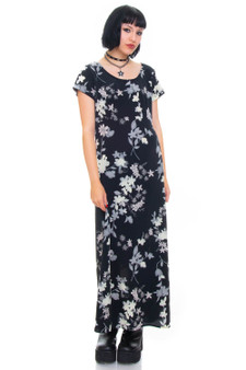 Vintage 90's Sense Black Floral Maxi Dress