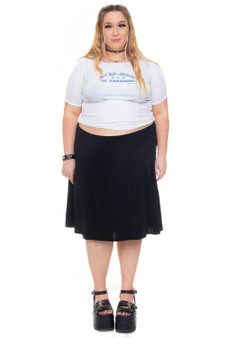 Vintage 90's Classic Black Stretchy Midi Skirt