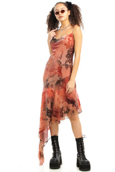 Vintage Y2K Rose Velvet Asymmetrical Dress