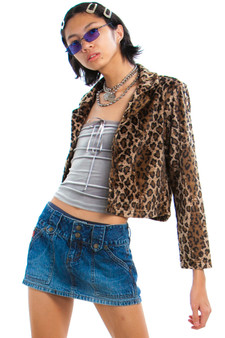 Vintage 90's Fuzzy Leopard Cropped Jacket