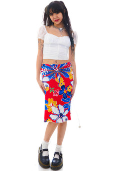 Vintage Y2K Red Floral Skirt