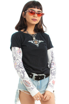 Vintage Y2K Layer Look Harley Tattoo Top