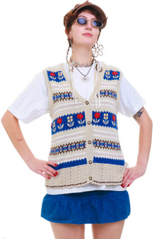 Vintage 90's Embroidered Sweater Vest