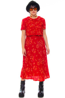 Vintage 80's Faux Set Floral Dress