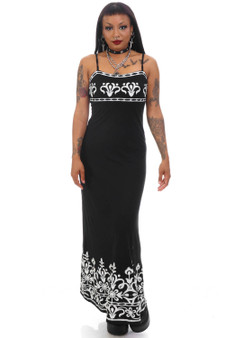 Vintage Y2K Romantic Embroidered Floral Maxi Dress