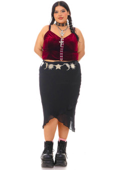 Vintage 90's Black Double Layer Witchy Chiffon Skirt