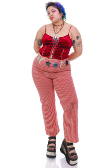 Vintage 70's Red Houndstooth High-Waisted Trousers
