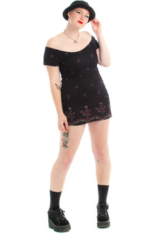 Vintage 90's Paige Floral Mesh Babydoll Dress