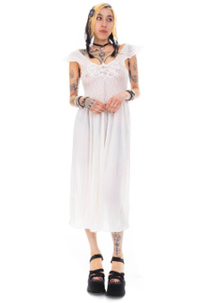 Vintage 80's Angelic Floral Lace Embroidered Dress