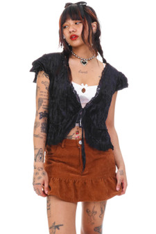 Vintage 90's Romantic Black Velvet Tie Top 1