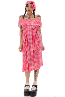 Vintage 70's Pretty In Pink Gingham Dress