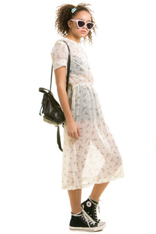 Vintage 70's Sheer Beauty Floral Maxi Dress