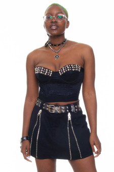 Vintage 90's Madonna Black Lace Studded Bustier