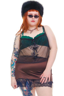 Vintage Y2K Sheer Black Bow Top