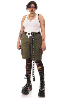 Vintage Y2K Olive Green Cargo Shorts 1