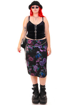 Vintage 90's Floral iridescent Midi Skirt