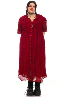 Vintage 90's Burgundy Button Up Maxi Dress