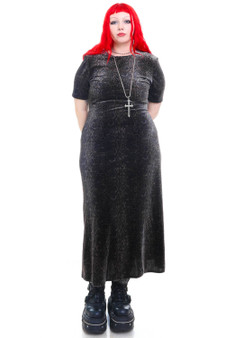 Vintage Y2K Gray Snake Velvet Maxi Dress