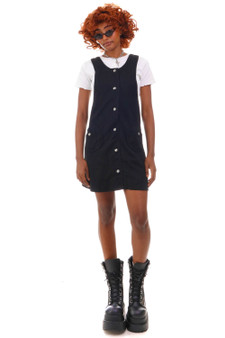 Vintage 90's Black Button Down Vest Dress - XXS/XS