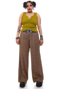 Vintage Y2K Low Rise Brown Plaid Flares
