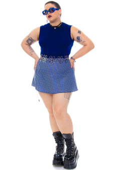 Vintage 70's Navy Houndstooth Micro Mini Dress