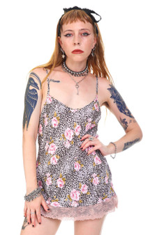 Vintage Y2K Rawr & Roses Lace Tank Mini Dress
