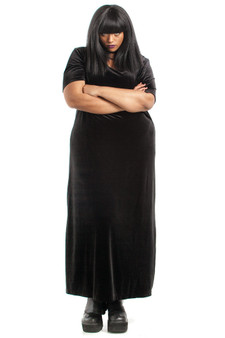 Vintage 90's Black Widow Velvet Maxi Dress