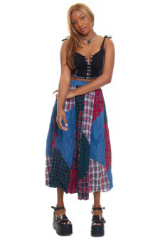 Vintage 90's Grunge Patchwork Maxi Skirt 1