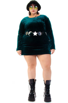 Vintage 90's Green Velvet Mini Dress