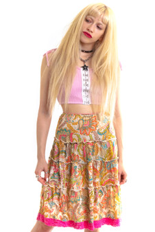 Vintage Y2K Pretty In Pink Paisley Skirt