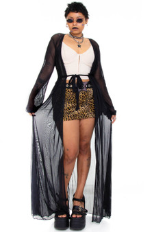 Vintage Y2K Black Mesh Long-Sleeve Cover Up